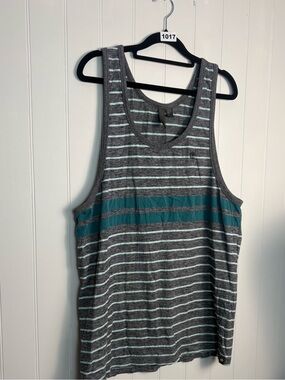 Element Striped Tank Top Grey Teal Skate Surf Casual  Beach Resortwear Large